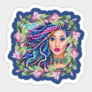 Color Dreads Flower Wreath Sticker